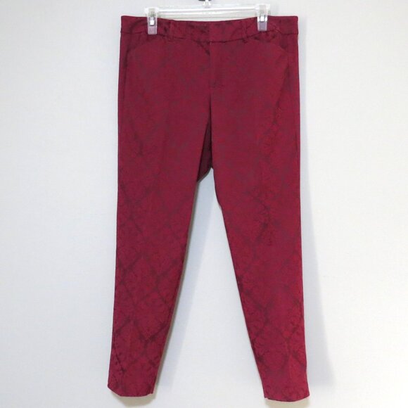 Old Navy Cranberry Pixie Jacquard Trousers Size 12 - Picture 3 of 13